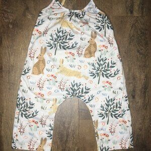 Summer girl jumpsuit backless harem strap romper, bunny size 7Y